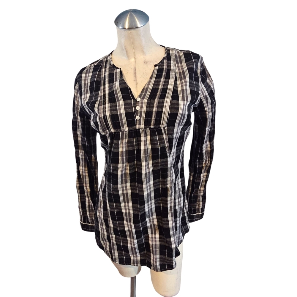 Bit & Bridle Size S Black and White Checkered Shirt